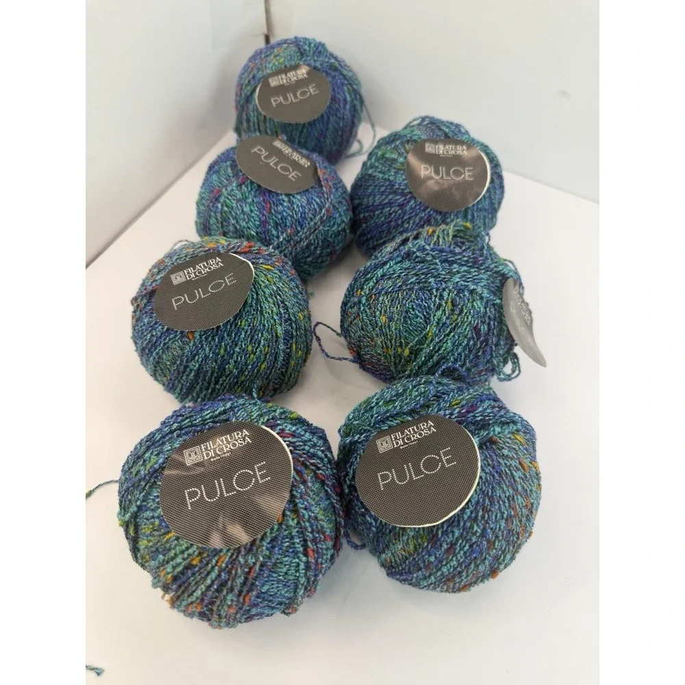 Filatura Di Crosa Yarn Pulce Cotton Nylon Acrylic Lot Of 7 Blues #2